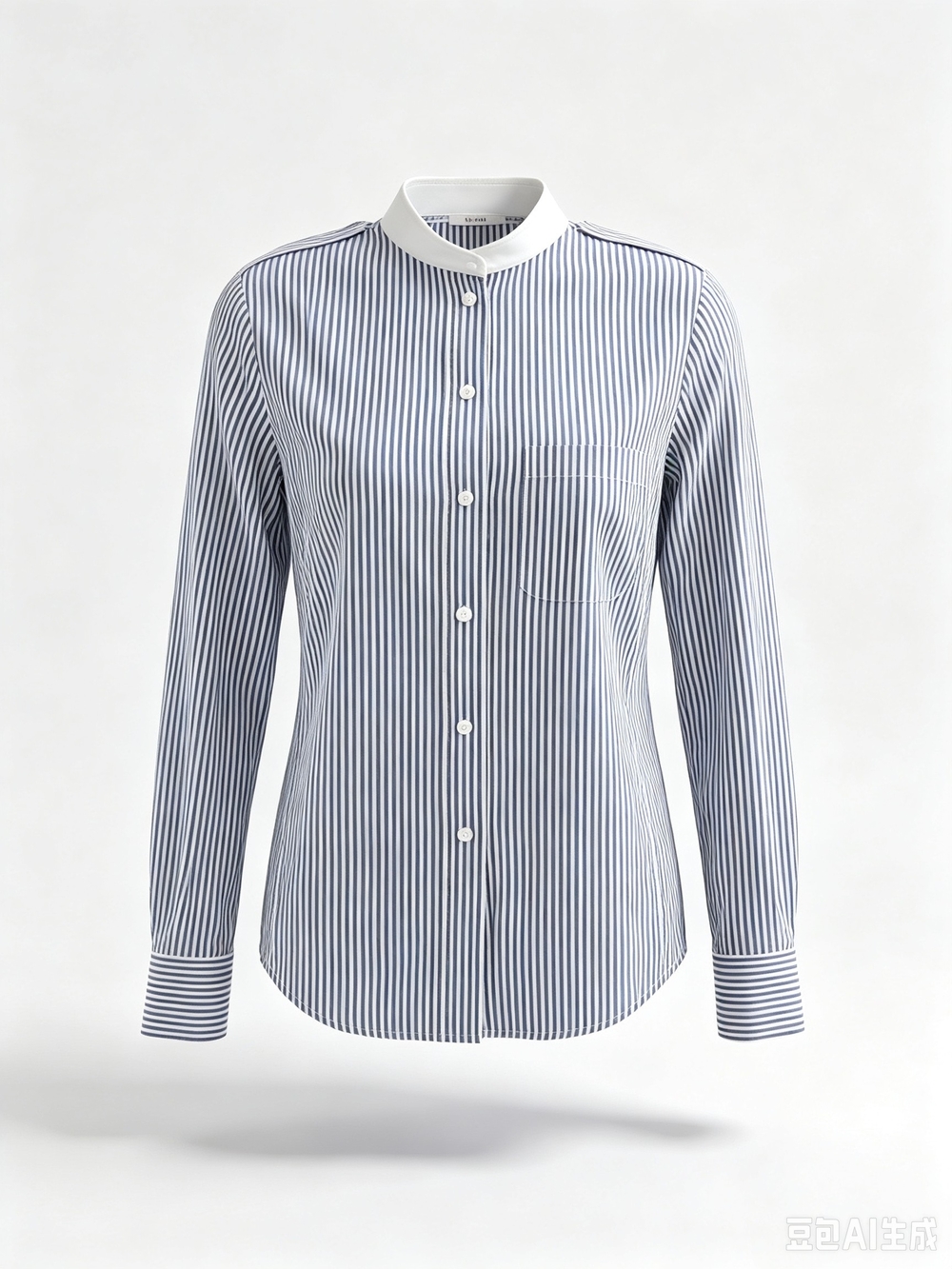 Celine White-Collar Navy Stripe Blouse
